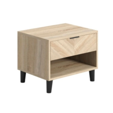 Stockholm Chevron Light Wood Bedside Table | 1 Drawer